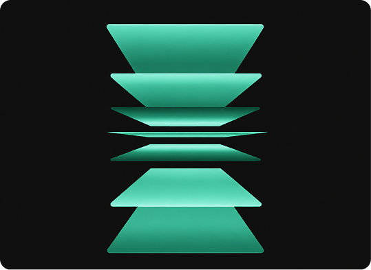 Layered green abstract technology shape